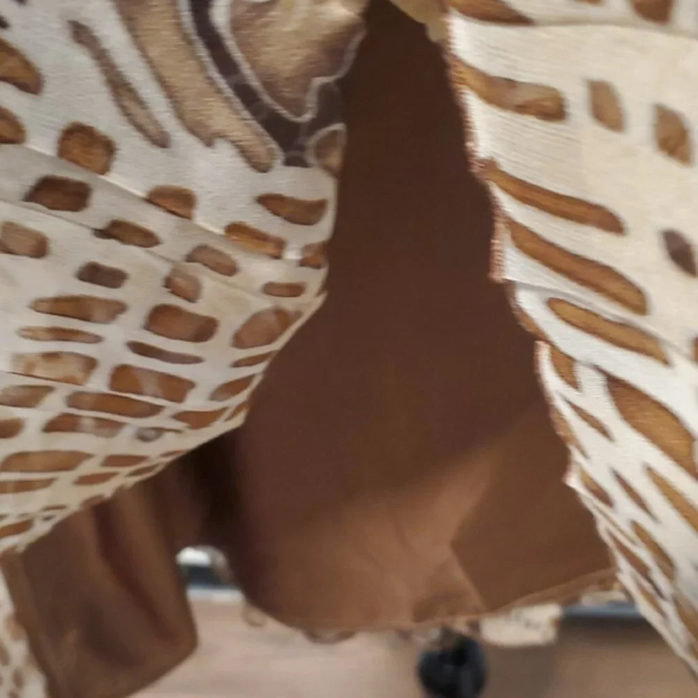 Richard Malcolm Chic Brown Patterned Pleated Skirt